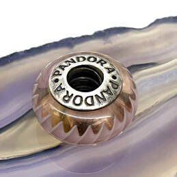 Designer Pandora 925 ALE Sterling Silver Zig Zag Pink Glass Beaded Charm