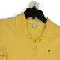 Womens Yellow Short Sleeve Button Collared Pullover Golf Polo Shirt Size S image number 3