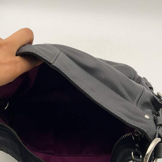 Coach Womens Black Leather Inner Pocket Adjustable Strap Shoulder Bag Purse image number 6