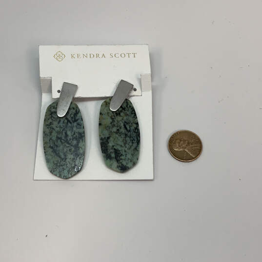 Designer Kendra Scott Silver-Tone Aragon Stone Dangle Earrings W/ Dust Bag image number 3