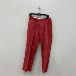 Womens Pink Flat Front Slash Pocket Straight Leg Chino Pants Size 31/30