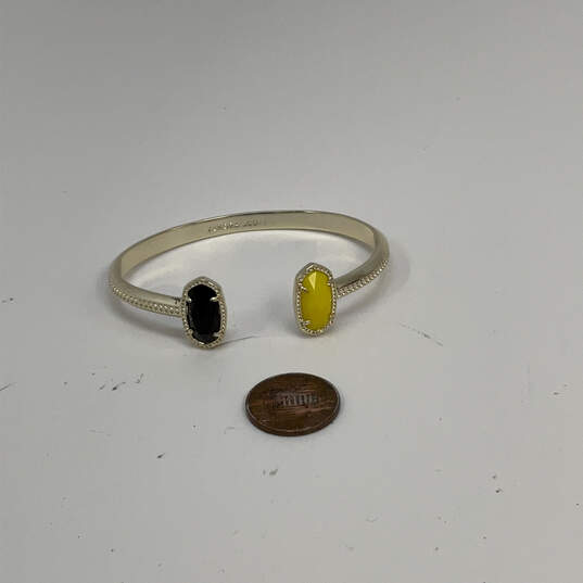 Designer Kendra Scott Gold-Tone Black And Yellow Cuff Bracelet W/ Dust Bag image number 2