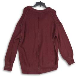 NWT Free People Womens Burgundy V-Neck Long Sleeve Pullover Sweater Size XS alternative image