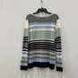 Womens Multicolor Striped Round Neck Long Sleeve Pullover Sweater Size XL image number 2