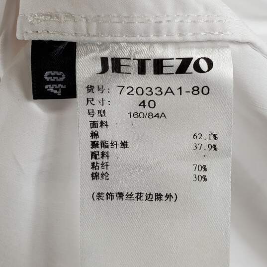 Jetezo Women White Graphic Lace Button Up Shirt L NWT image number 4