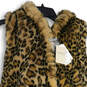 NWT Womens Black Beige Animal Print Hooded Faux Fur Vest Size XS image number 3