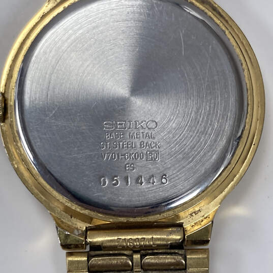 Buy the Designer Seiko SX V701-6K00 Gold Tone Roman Numerals Quartz Formal  Watch | GoodwillFinds