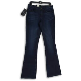 Womens Blue Denim Dark Wash 5-Pocket Design Bootcut Leg Jeans Size 12L