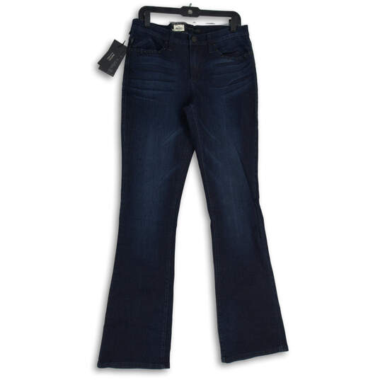 Womens Blue Denim Dark Wash 5-Pocket Design Bootcut Leg Jeans Size 12L image number 1