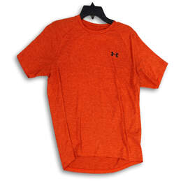 Mens Orange Heather Crew Neck Short Sleeve Pullover T-Shirt Size Medium