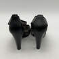 Womens Black Gray Textile Zipper Open Toe Strappy Cone Heels Size 10 M image number 5