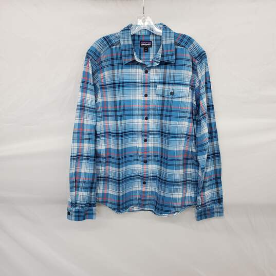Patagonia Blue Plaid Organic Cotton Button Up Shirt MN Size M image number 1