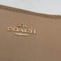 Womens Tan Leather Gold Details Logo Charm Zipper Tote Bag Purse image number 6