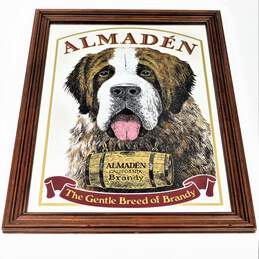 Vintage Almaden California Brandy Saint Bernard Mirror Bar Sign