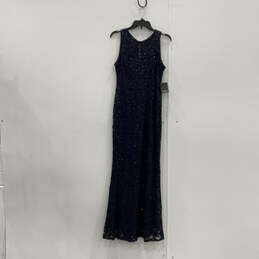 NWT Womens Blue Sleeveless Round Neck Shiny Bodycon Dress Size Medium