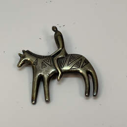 Designer Laurel Burch Gold-Tone Horse Riding Engraved Classic Brooch Pin alternative image