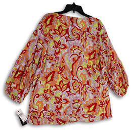 NWT Womens Multicolor Floral Print 3/4 Sleeve Pullover Tunic Top Size 1X alternative image