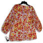NWT Womens Multicolor Floral Print 3/4 Sleeve Pullover Tunic Top Size 1X image number 2