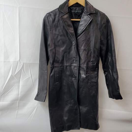 Kenneth Cole New York Black Leather Coat Women's SM image number 1