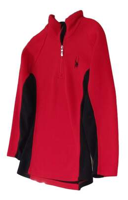 Boys Red Black Long Sleeve Collared 1/4 Zip Pullover Sweatshirt Size XL alternative image