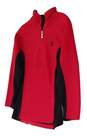 Boys Red Black Long Sleeve Collared 1/4 Zip Pullover Sweatshirt Size XL image number 2