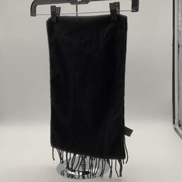 Womens Black Tight Knitted Fringe Rectangular Wool Neck Scarf One Size alternative image