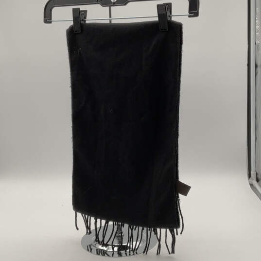 Womens Black Tight Knitted Fringe Rectangular Wool Neck Scarf One Size image number 2