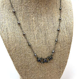 Designer Liz Palacios Silver-Tone Blue Crystal Stone Link Chain Necklace