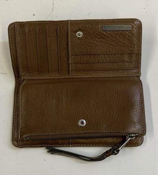 Marc By Marc Jacobs Brown Leather Pleated Zip Envelope Card Organizer Wallet image number 6