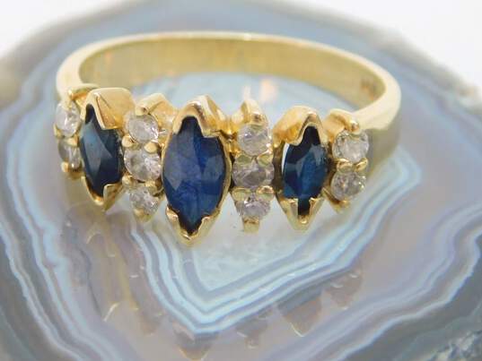 14K Yellow Gold Sapphire 0.30 CTTW Diamond Ring  3.3g image number 2