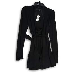 NWT Ann Taylor Womens Black Long Sleeve Belted Open Front Cardigan Sweater Sz S