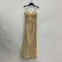 Womens Beige Sequin Strappy Sweetheart Neck Back Zip A-Line Dress Size 12 image number 1