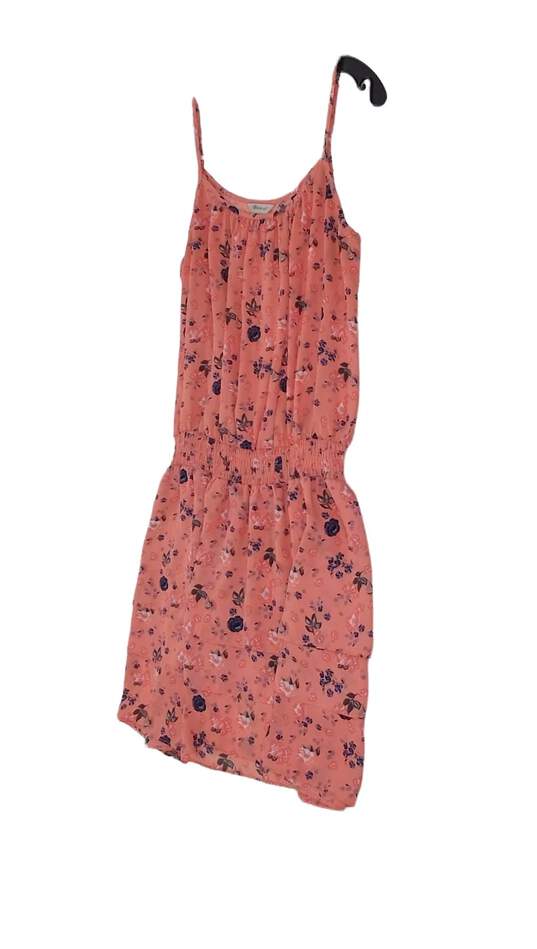 Womens Pink Floral Spaghetti Strap Stretch Waist Mini Dress Size Small image number 2