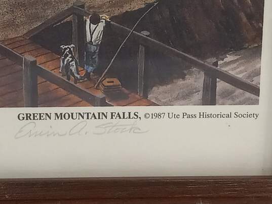 Framed Vintage 1986 "Green Mountain Falls" Art Print By Erwin A. Stock image number 2