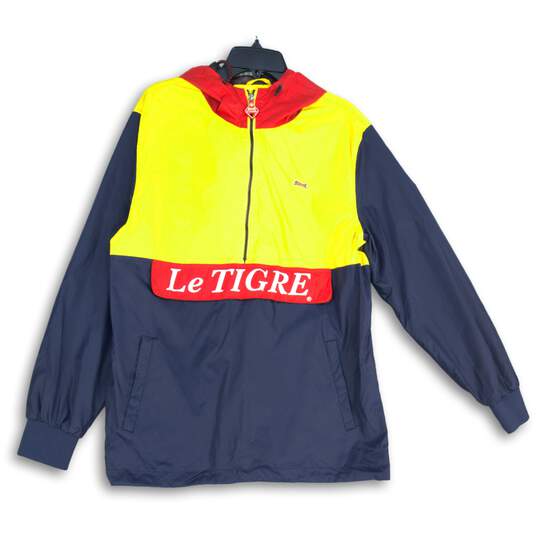 Le Tigre Mens Multicolor Hooded Long Sleeve Pullover Windbreaker Jacket Size M image number 1