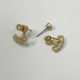 Designer J. Crew Gold-Tone Rhinestone Half Curved Calssic Stud Earrings alternative image