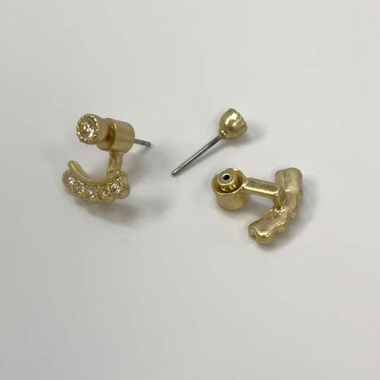 Designer J. Crew Gold-Tone Rhinestone Half Curved Calssic Stud Earrings image number 2