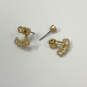 Designer J. Crew Gold-Tone Rhinestone Half Curved Calssic Stud Earrings image number 2