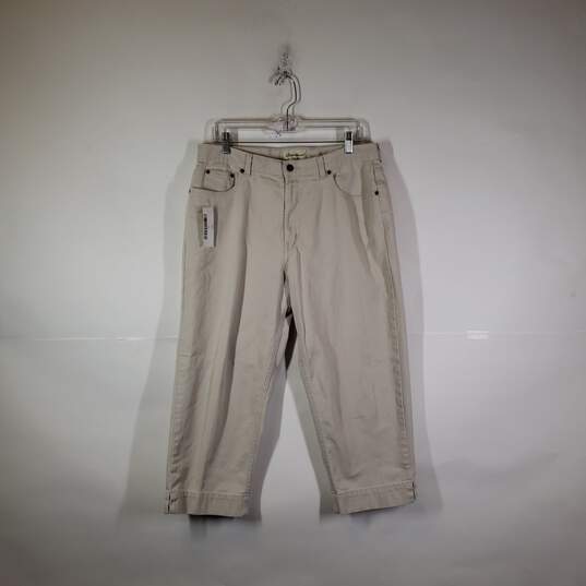 Buy the Womens Cotton Regular Fit Flat Front Straight leg Capri Pants Size  16