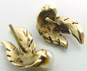 9k Yellow Gold Pearl Feather Post Back Earrings 2g image number 2