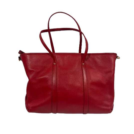 Bright Red Large Pebble Leather Tote Bag image number 4