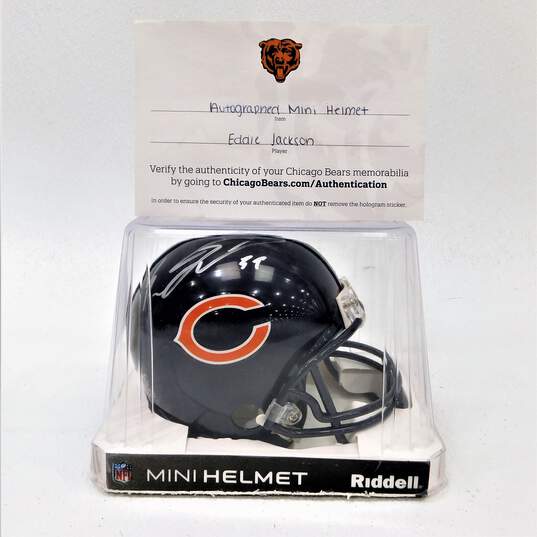 Eddie Jackson Signed Chicago Bears NFL Riddell Mini Helmet w/ COA image number 1