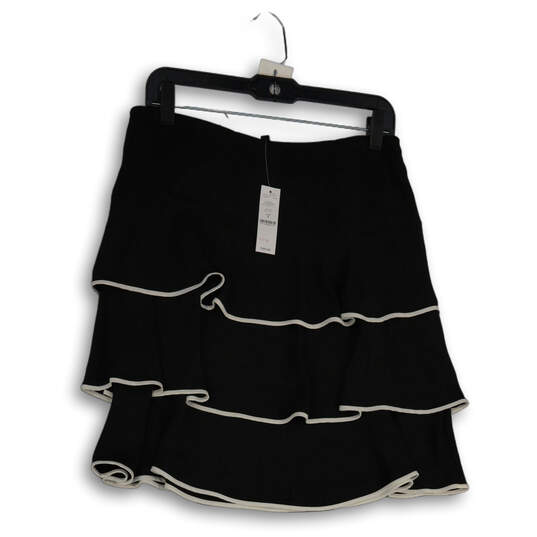 NWT Womens Black Ruffle Tiered Side Zip Short A-Line Skirt Size 8 image number 1