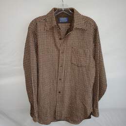 Pendleton Woolen Mills Wool Full Button Up Brown Checkered Shirt Size M