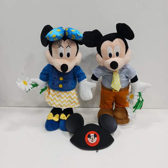 Pair of Disney Parks Mickey & Minnie Mouse Stuffed Plushies image number 1