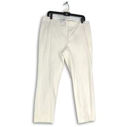 NWT Womens White Flat Front Slash Pocket Straight Leg Dress Pants Size 14