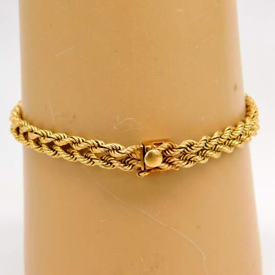 Vintage 14K Yellow Gold Ruby Double Rope Chain Bracelet 11.5g image number 8
