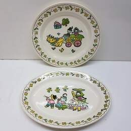 Vintage Happy Time Hand Painted Poppy Trail Serving Plates Lot of 2