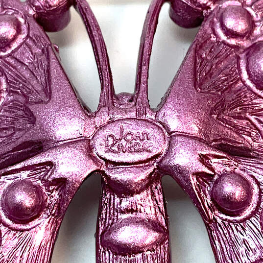Designer Joan Rivers Gold-Tone Pink Enamel Rhinestones Butterfly Brooch Pin image number 5