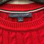 Womens Red Knitted Crew Neck Long Sleeve Pullover Sweater Size Medium image number 3